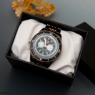 Stainless two tone Band Quartz Wrist Watch CD Collection Turntable Dial Men