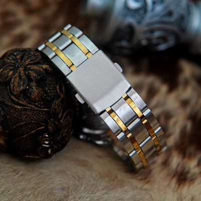 Rolex Luxury Quartz Watch - Gold & Silver Stainless Steel Chain -Rolex Men’s Elegant Quartz Watch - Dual-Tone Design