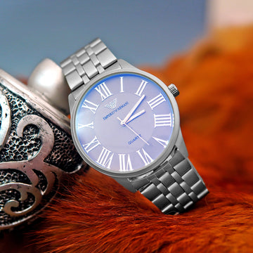 EMPORIO ARMANI Classic Grey Dial Silver Stainless Steel Watch For Men