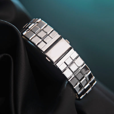 Stainless Silver Band Quartz Wrist Watch CD Collection Turntable Dial Men